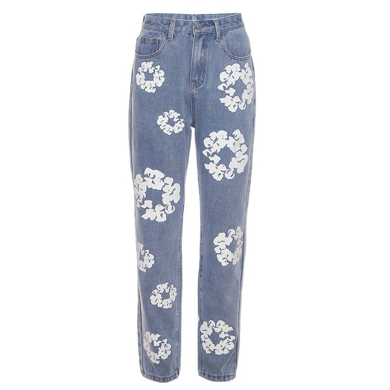 Fashionable Printed High Waist Straight Jeans For Women - StoreTokTikFashionable Printed High Waist Straight Jeans For Women