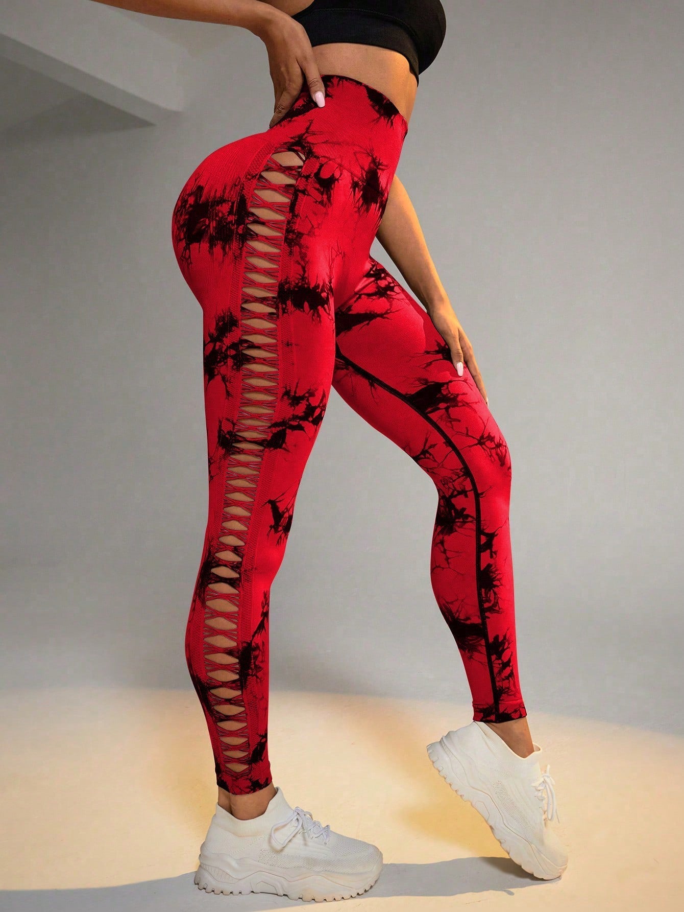Hollow Tie Dye Printed Yoga Pants High Waist Butt Lift Seamless Sports Gym Fitness Leggings Slim Pants For Women Tight Trousers - StoreTokTikHollow Tie Dye Printed Yoga Pants High Waist Butt Lift Seamless Sports Gym Fitness Leggings Slim Pants For Women Tight Trousers