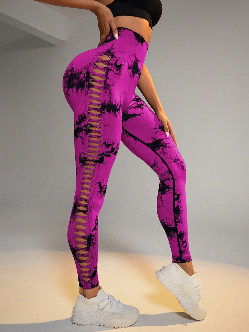 Hollow Tie Dye Printed Yoga Pants High Waist Butt Lift Seamless Sports Gym Fitness Leggings Slim Pants For Women Tight Trousers - StoreTokTikHollow Tie Dye Printed Yoga Pants High Waist Butt Lift Seamless Sports Gym Fitness Leggings Slim Pants For Women Tight Trousers