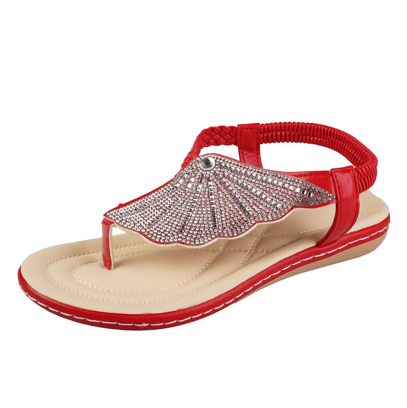 New Rhinestone Shell Flip - Flops Sandals Summer Beach Shoes For Women Fashion Casual Low Heel Flat Slides Slippers - StoreTokTikNew Rhinestone Shell Flip - Flops Sandals Summer Beach Shoes For Women Fashion Casual Low Heel Flat Slides Slippers