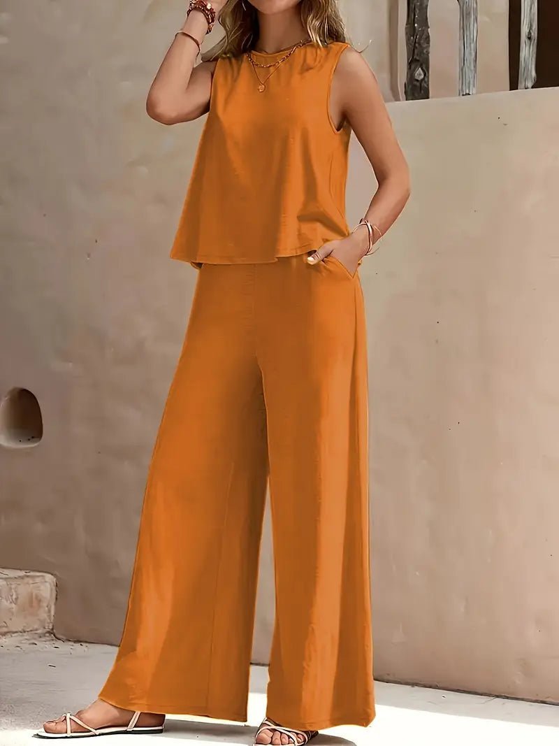 Solid Color Casual Loose Pants Sets For Women Elegant Spring Summer Women's Two Pieces Suit Full Trouser Set Female Outfit Clothes - StoreTokTikSolid Color Casual Loose Pants Sets For Women Elegant Spring Summer Women's Two Pieces Suit Full Trouser Set Female Outfit Clothes