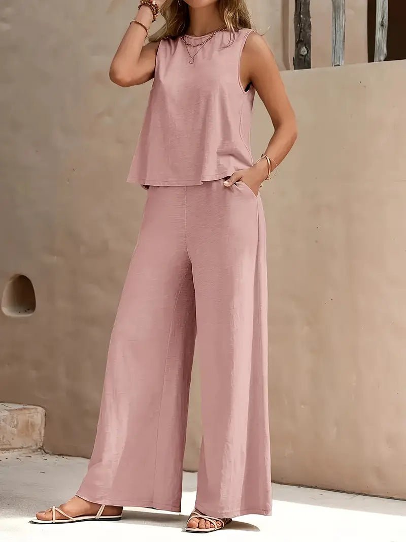 Solid Color Casual Loose Pants Sets For Women Elegant Spring Summer Women's Two Pieces Suit Full Trouser Set Female Outfit Clothes - StoreTokTikSolid Color Casual Loose Pants Sets For Women Elegant Spring Summer Women's Two Pieces Suit Full Trouser Set Female Outfit Clothes
