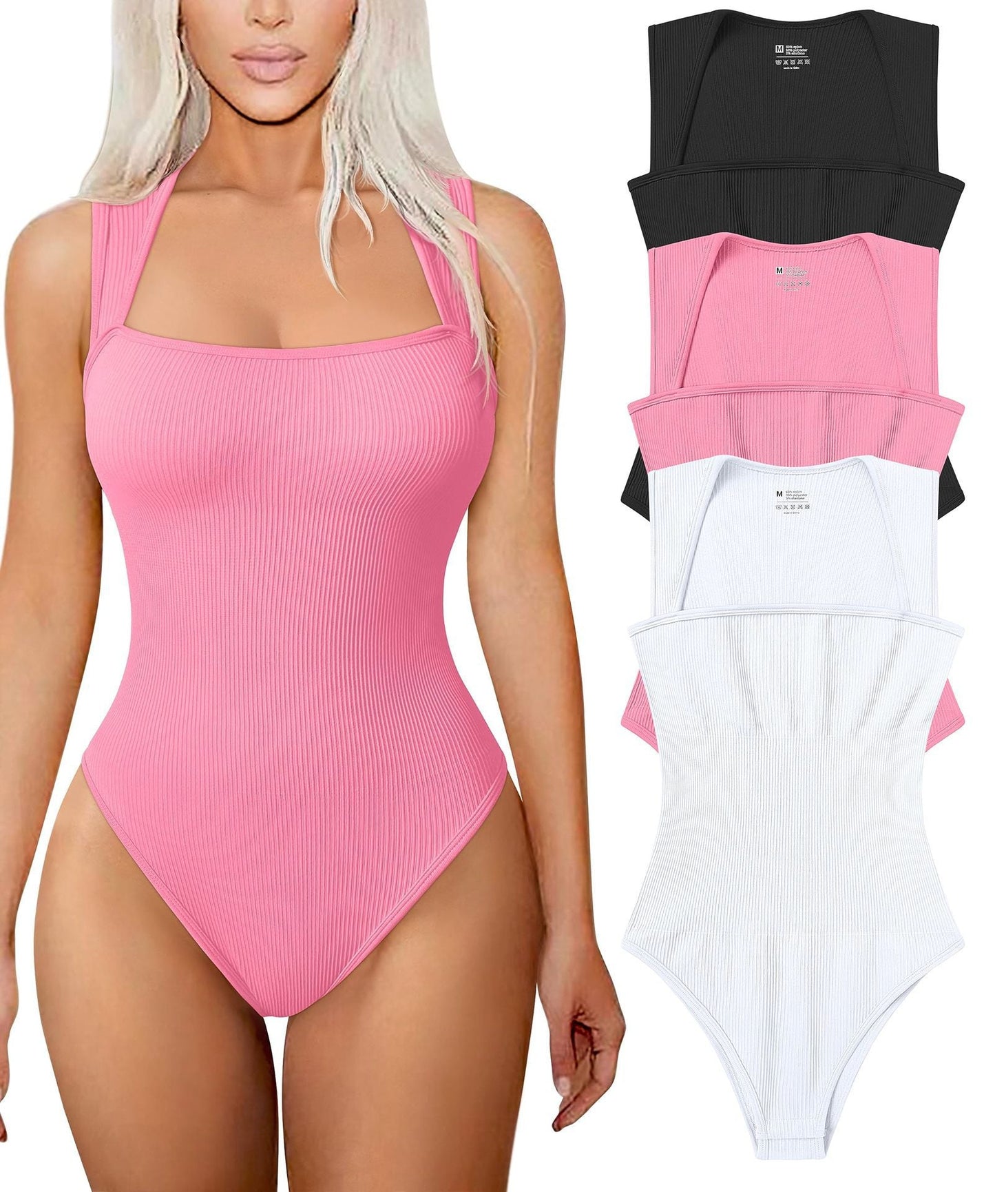 Thread Square Neck Jumpsuit Sleeveless Slim Fit Tank Top Summer Shapewear - StoreTokTikThread Square Neck Jumpsuit Sleeveless Slim Fit Tank Top Summer Shapewear