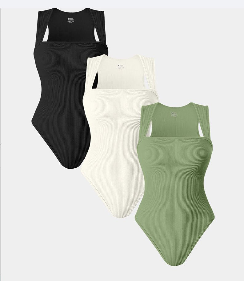 Thread Square Neck Jumpsuit Sleeveless Slim Fit Tank Top Summer Shapewear - StoreTokTikThread Square Neck Jumpsuit Sleeveless Slim Fit Tank Top Summer Shapewear