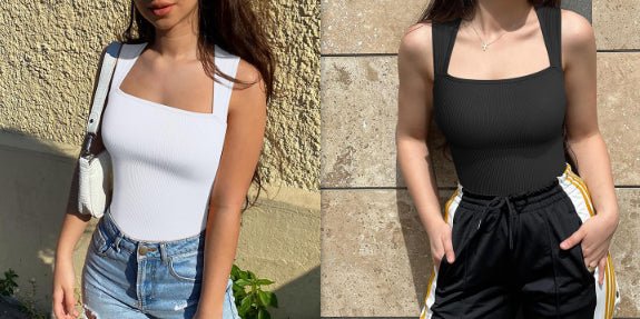 Thread Square Neck Jumpsuit Sleeveless Slim Fit Tank Top Summer Shapewear - StoreTokTikThread Square Neck Jumpsuit Sleeveless Slim Fit Tank Top Summer Shapewear