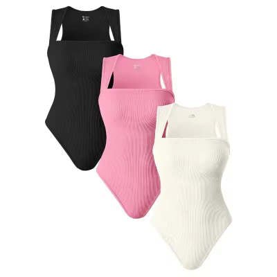 Thread Square Neck Jumpsuit Sleeveless Slim Fit Tank Top Summer Shapewear - StoreTokTikThread Square Neck Jumpsuit Sleeveless Slim Fit Tank Top Summer Shapewear