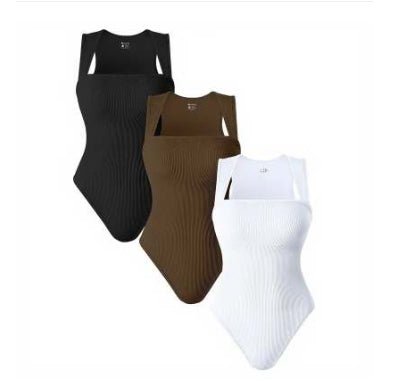 Thread Square Neck Jumpsuit Sleeveless Slim Fit Tank Top Summer Shapewear - StoreTokTikThread Square Neck Jumpsuit Sleeveless Slim Fit Tank Top Summer Shapewear