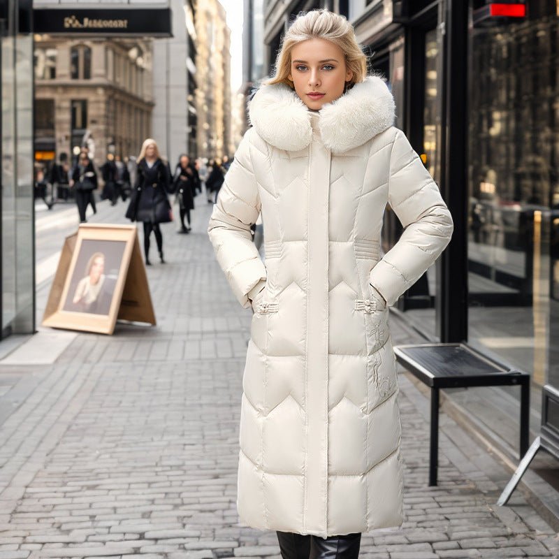 Winter Long Coat With Thickened Fur Collar Straight Slim Cotton - padded Jacket Women - StoreTokTikWinter Long Coat With Thickened Fur Collar Straight Slim Cotton - padded Jacket Women