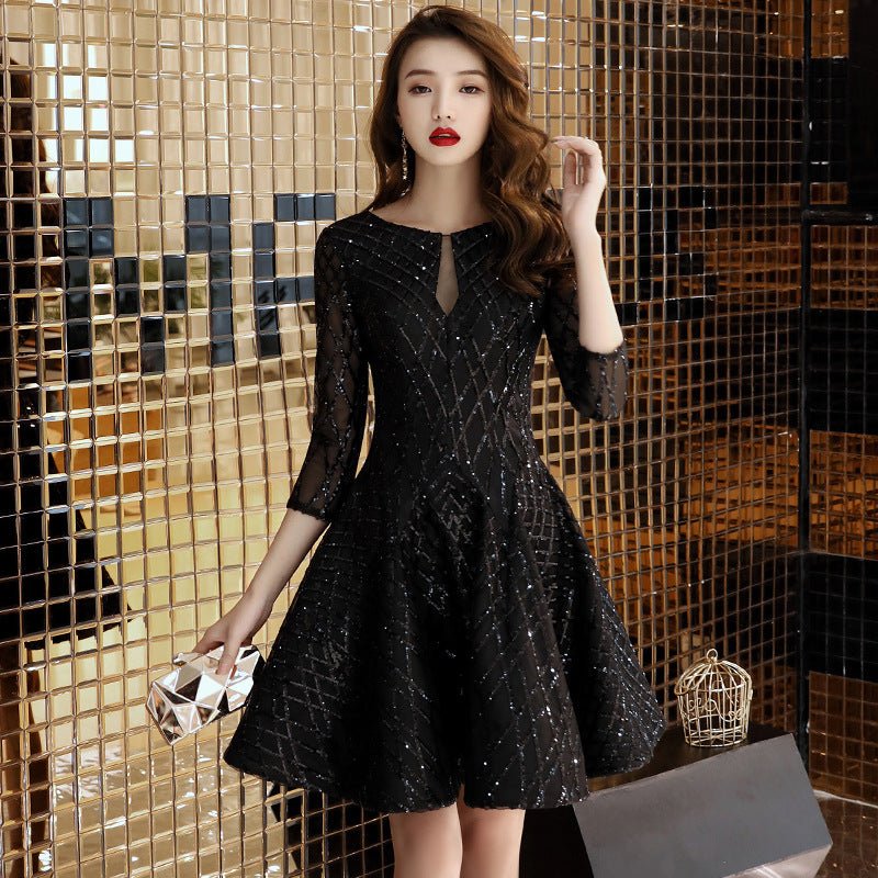 Women's Black Dinner Party Cocktail Party Birthday Party Dress Small Dress Short Socialite - StoreTokTikWomen's Black Dinner Party Cocktail Party Birthday Party Dress Small Dress Short Socialite