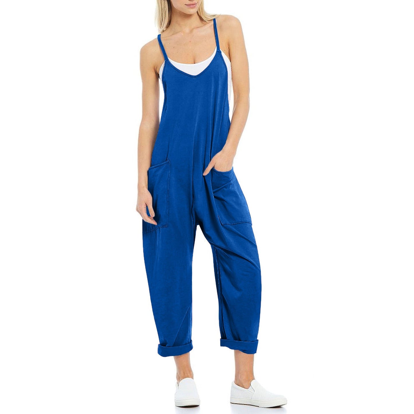 Women's Pocket Spaghetti Straps Knitted One - piece Trousers - StoreTokTikWomen's Pocket Spaghetti Straps Knitted One - piece Trousers