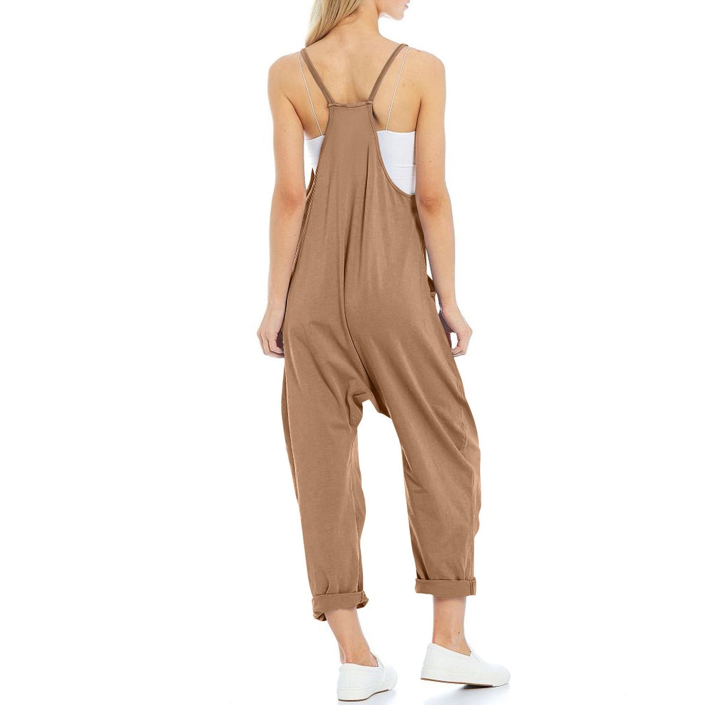 Women's Pocket Spaghetti Straps Knitted One - piece Trousers - StoreTokTikWomen's Pocket Spaghetti Straps Knitted One - piece Trousers