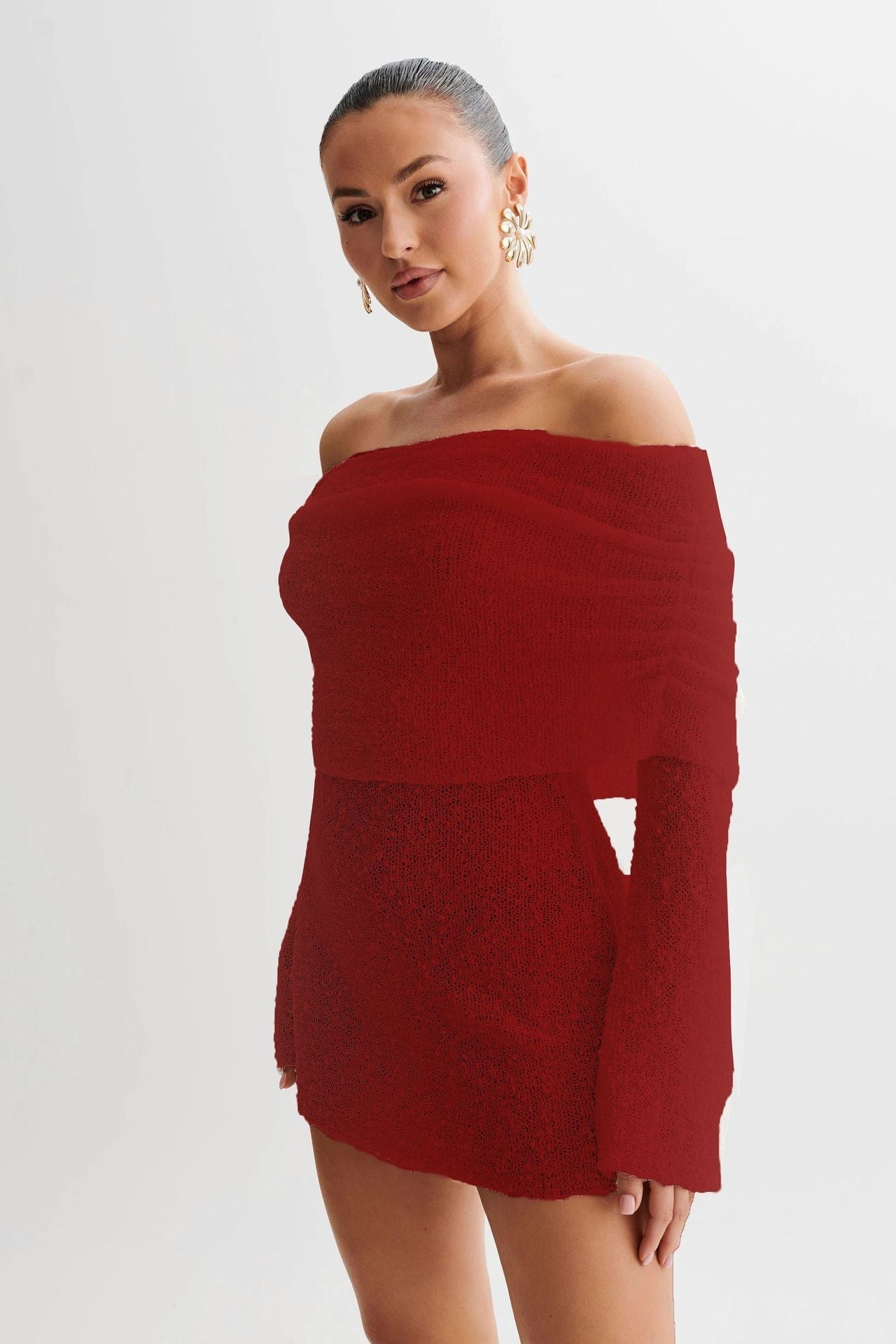 Women's Spring Summer Knitted Dress Elegant Party Boat Neck Dress Infant Off Shoulder Bodycon Long Sleeve Fuzzy Short Club Chic Mini Dress - StoreTokTikWomen's Spring Summer Knitted Dress Elegant Party Boat Neck Dress Infant Off Shoulder Bodycon Long Sleeve Fuzzy Short Club Chic Mini Dress