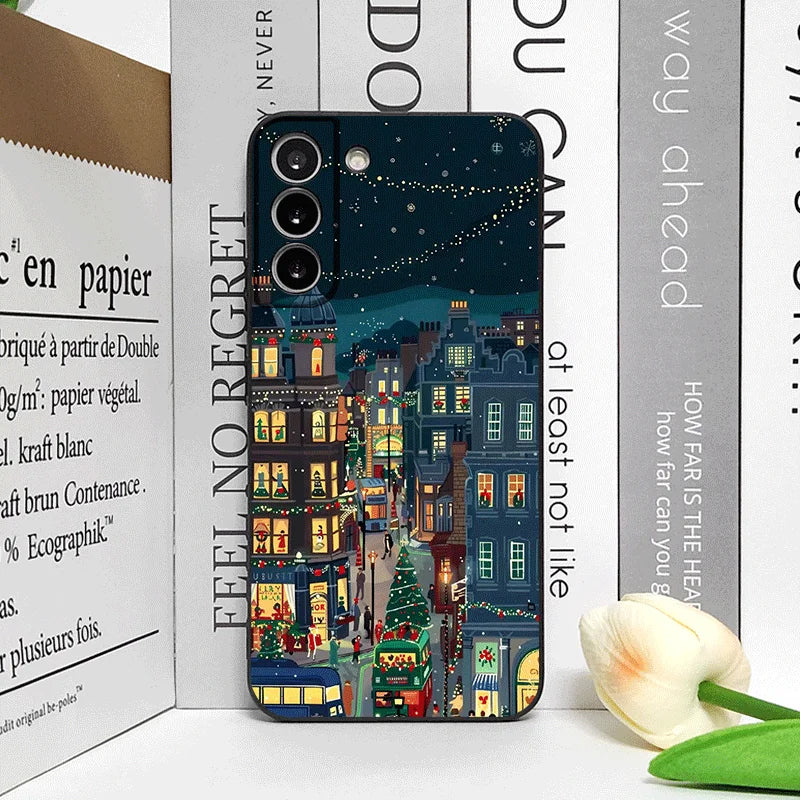 Christmas Snow Street Shop Window Scenery Pattern Phone Case for OnePlus 12 13R 11 10 9 8 Pro Nord 4 N100 CE3 ACE2 ACE3 5G Cover