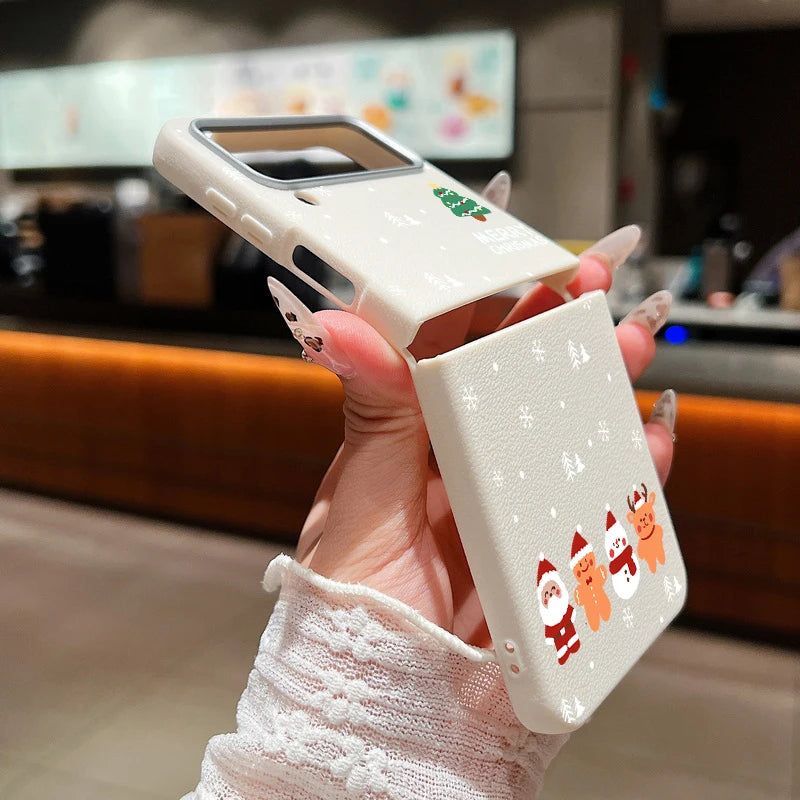 For Samsung Galaxy Z Flip7 FE Flip 7 6 5 4 3 5G Cartoon Christmas Print Case Soft Folding Phone Cover For Samsung Z Flip5 Flip6