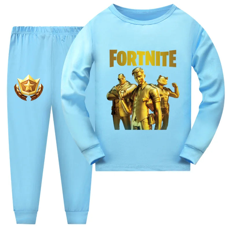 2pcs Fortnite Pajamas Boys Pijama Cotton Clothes Set Halloween Sleepwear Children Nightwear for Girls Toddler Outfits Xmas Gift