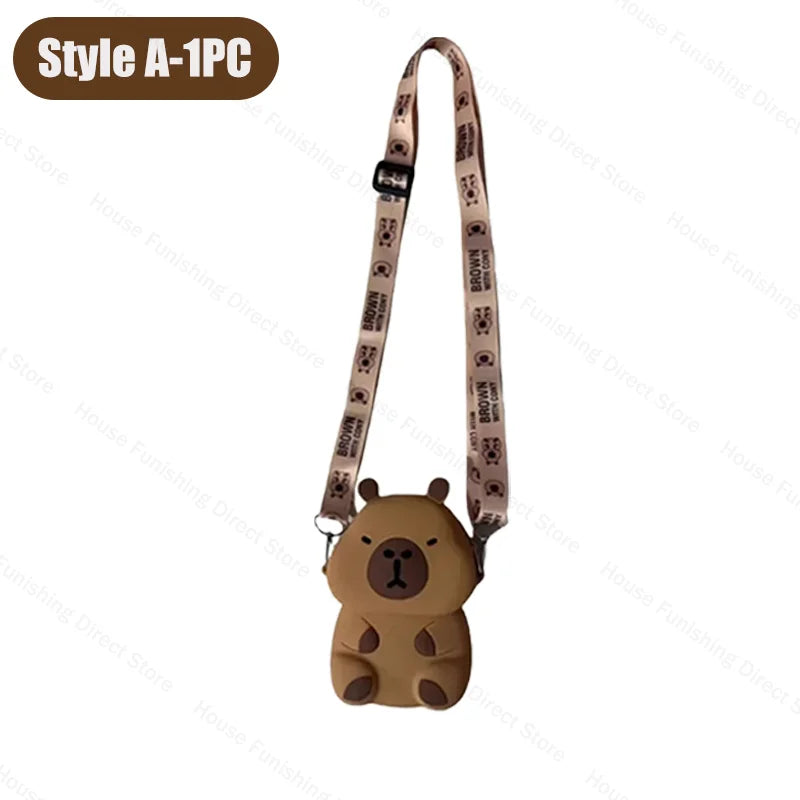 2025 New Cartoon Capybara Silicone Crossbody Bag for Summer Kapibala Small Cute Stylish Shoulder Crossbody Bag Storage Bag