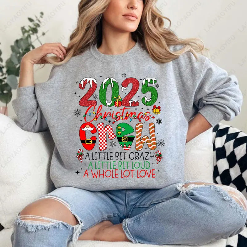 Trend Christmas Crew Pullovers Family Christmas 2025 Print Sweatshirt Fun Matching Holiday Unisex Hoodie Xmas Squad Pajamas Tops