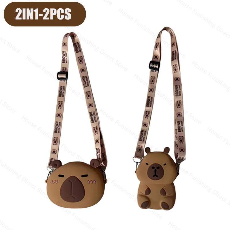2025 New Cartoon Capybara Silicone Crossbody Bag for Summer Kapibala Small Cute Stylish Shoulder Crossbody Bag Storage Bag