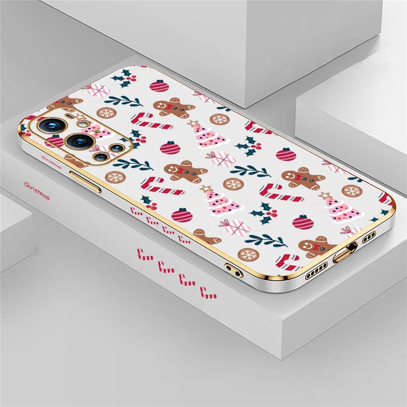 Fashion Plating Phone Case For Oneplus Nord 3 CE 2 Lite N20 5G 9 8T Camera Lens Protection Shockproof Christmas Tree Cover