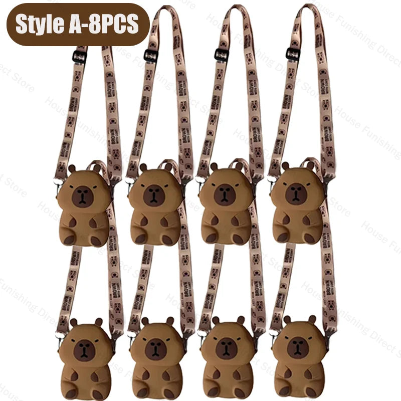 2025 New Cartoon Capybara Silicone Crossbody Bag for Summer Kapibala Small Cute Stylish Shoulder Crossbody Bag Storage Bag
