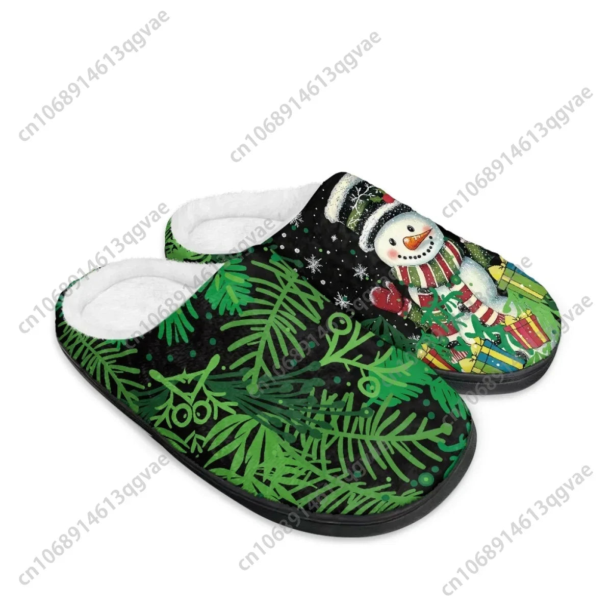 2025 Christmas New Arrival Fluffy Snowman Home Cotton Slippers Mens Womens Teenager Plush Bedroom Keep Warm Custom Slipper