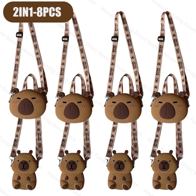 2025 New Cartoon Capybara Silicone Crossbody Bag for Summer Kapibala Small Cute Stylish Shoulder Crossbody Bag Storage Bag