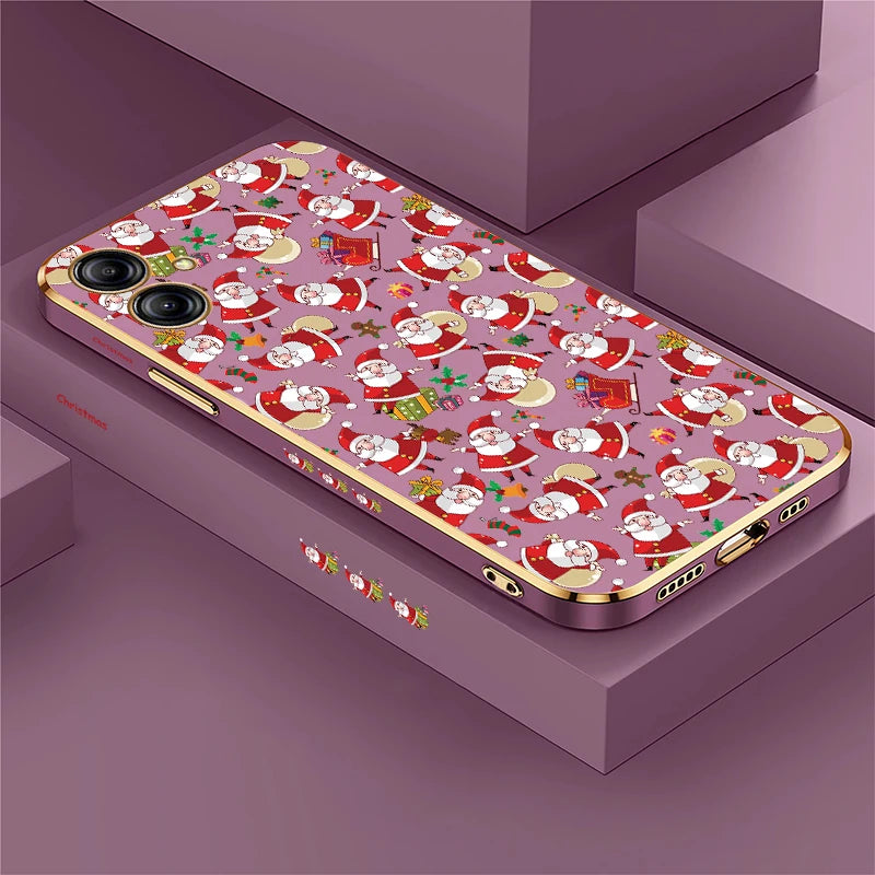 Christmas Deer Printed Phone Case For Samsung Galaxy A06 A03 Core A03S A04 A04S A05 A05S A02 A02S Plating Silicone Cover