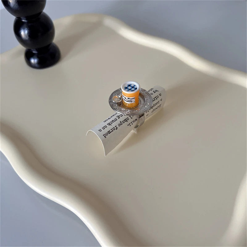 Cute Y2K Cartoon Ice Cream Cherry Fruit Strawberry Cake Chunky Ring Girls Fashion Vintage Aesthetic Charm Jewelry Accessories