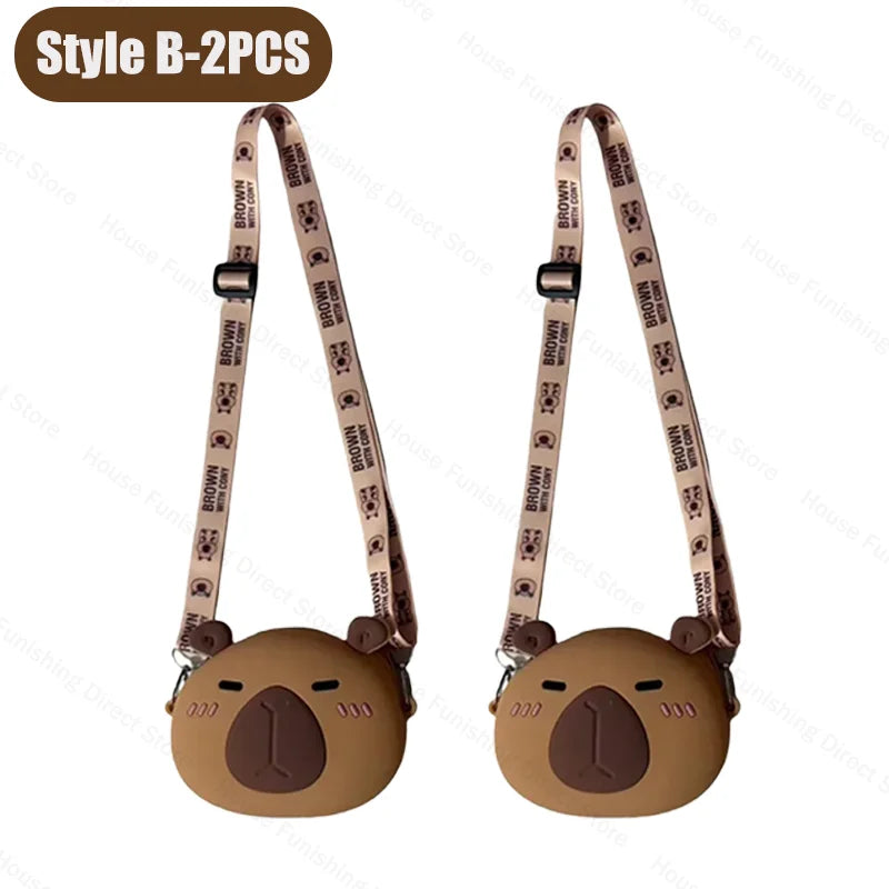2025 New Cartoon Capybara Silicone Crossbody Bag for Summer Kapibala Small Cute Stylish Shoulder Crossbody Bag Storage Bag