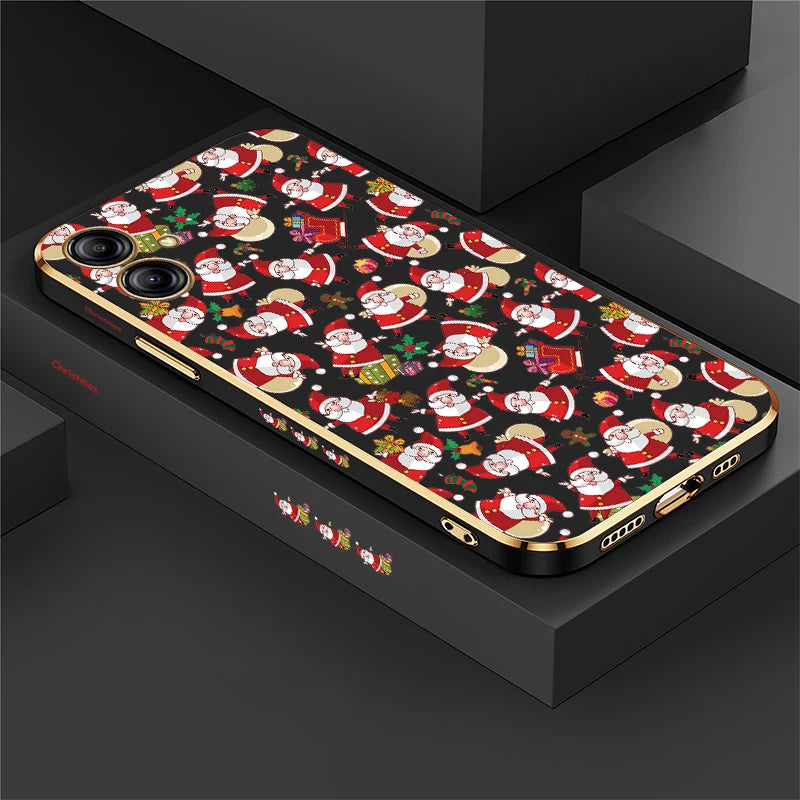 Christmas Deer Printed Phone Case For Samsung Galaxy A06 A03 Core A03S A04 A04S A05 A05S A02 A02S Plating Silicone Cover