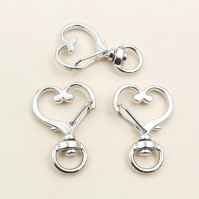 10pcs 35x24mm Heart Snap Hook Trigger Lobaster Clasp Clips Buckles For Keychain DIY Jewelry Making Accessories Findings