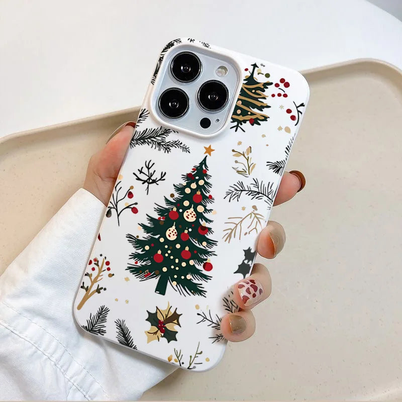Christmas Winter Snow Tree Cabin Phone Case for iPhone 17 Pro Max Air 16 16e 13 12 14 15 Plus 11 Pro Max Shockproof Soft Cover