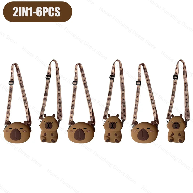 2025 New Cartoon Capybara Silicone Crossbody Bag for Summer Kapibala Small Cute Stylish Shoulder Crossbody Bag Storage Bag
