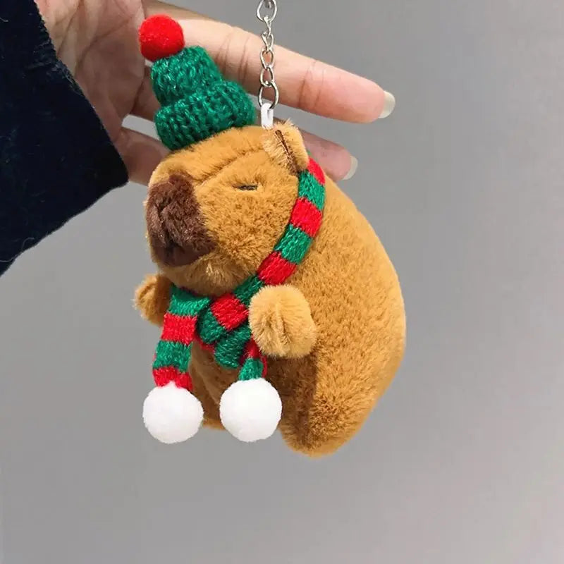 Christmas Plush Capybara Keychain Cute Toy Doll Pendant Versatile Bag Pendant Car Pendant To Give Friends Holiday Gifts
