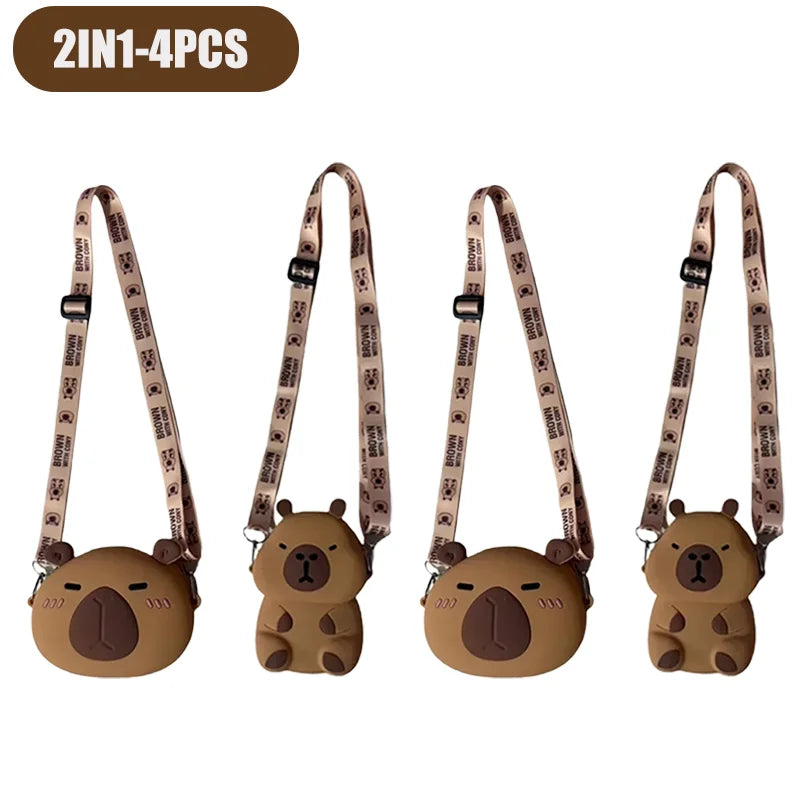 2025 New Cartoon Capybara Silicone Crossbody Bag for Summer Kapibala Small Cute Stylish Shoulder Crossbody Bag Storage Bag
