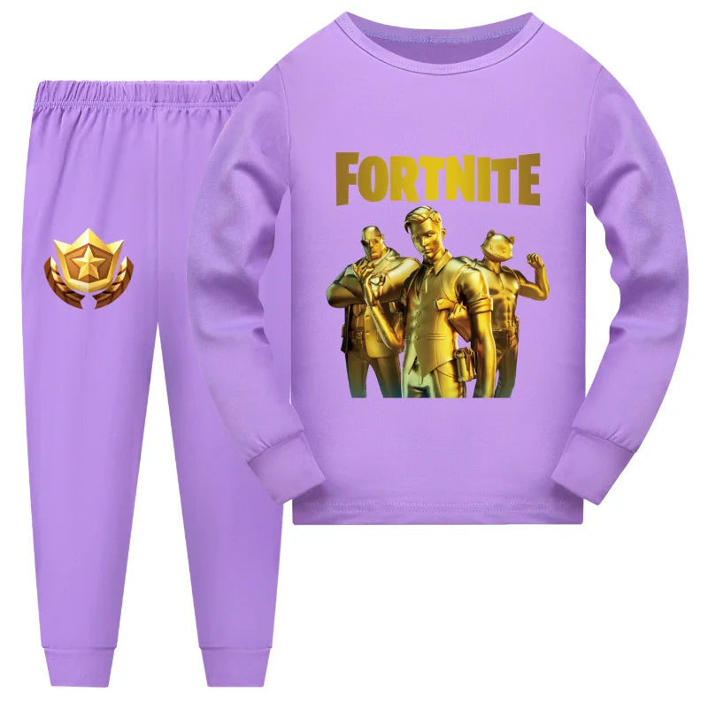 2pcs Fortnite Pajamas Boys Pijama Cotton Clothes Set Halloween Sleepwear Children Nightwear for Girls Toddler Outfits Xmas Gift