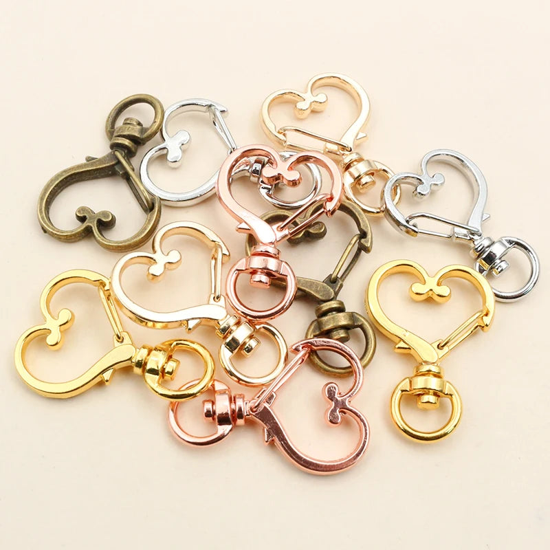 10pcs 35x24mm Heart Snap Hook Trigger Lobaster Clasp Clips Buckles For Keychain DIY Jewelry Making Accessories Findings