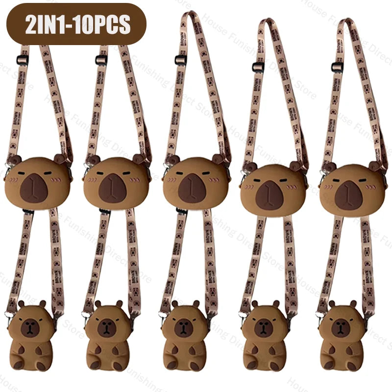 2025 New Cartoon Capybara Silicone Crossbody Bag for Summer Kapibala Small Cute Stylish Shoulder Crossbody Bag Storage Bag