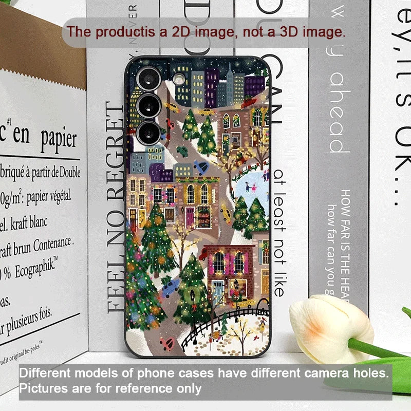 Christmas Snow Street Shop Window Scenery Pattern Phone Case for OnePlus 12 13R 11 10 9 8 Pro Nord 4 N100 CE3 ACE2 ACE3 5G Cover