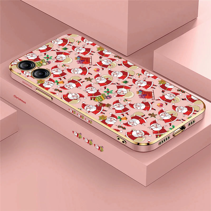 Christmas Deer Printed Phone Case For Samsung Galaxy A06 A03 Core A03S A04 A04S A05 A05S A02 A02S Plating Silicone Cover
