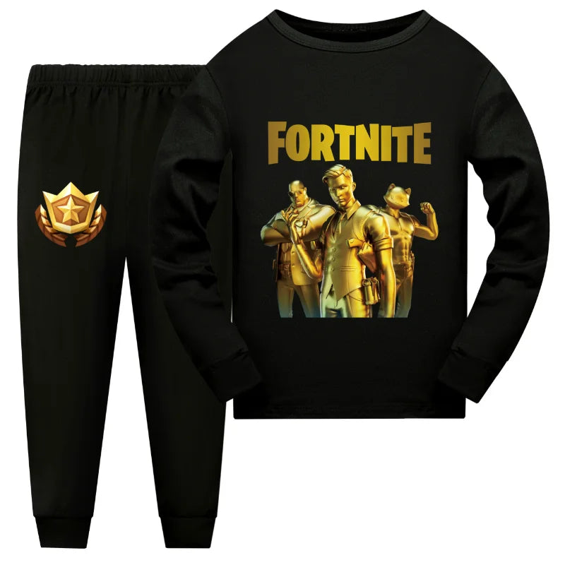 2pcs Fortnite Pajamas Boys Pijama Cotton Clothes Set Halloween Sleepwear Children Nightwear for Girls Toddler Outfits Xmas Gift