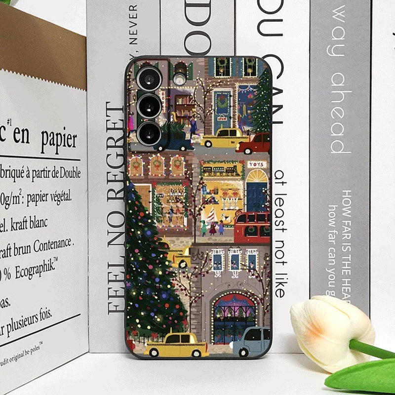 Christmas Snow Street Shop Window Scenery Pattern Phone Case for OnePlus 12 13R 11 10 9 8 Pro Nord 4 N100 CE3 ACE2 ACE3 5G Cover