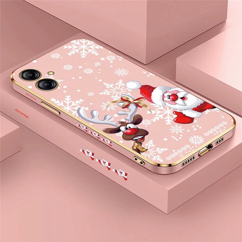 Christmas Deer Printed Phone Case For Samsung Galaxy A06 A03 Core A03S A04 A04S A05 A05S A02 A02S Plating Silicone Cover