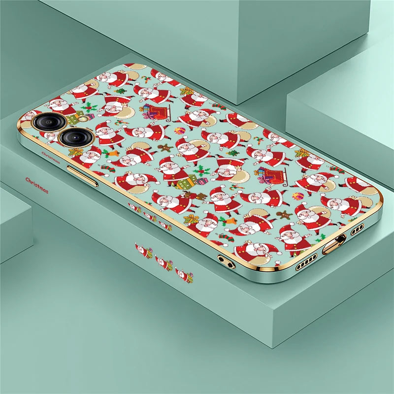 Christmas Deer Printed Phone Case For Samsung Galaxy A06 A03 Core A03S A04 A04S A05 A05S A02 A02S Plating Silicone Cover