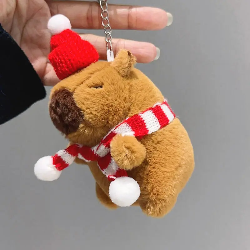 Christmas Plush Capybara Keychain Cute Toy Doll Pendant Versatile Bag Pendant Car Pendant To Give Friends Holiday Gifts