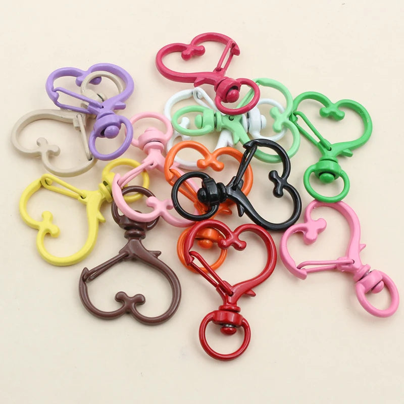 10pcs 35x24mm Heart Snap Hook Trigger Lobaster Clasp Clips Buckles For Keychain DIY Jewelry Making Accessories Findings