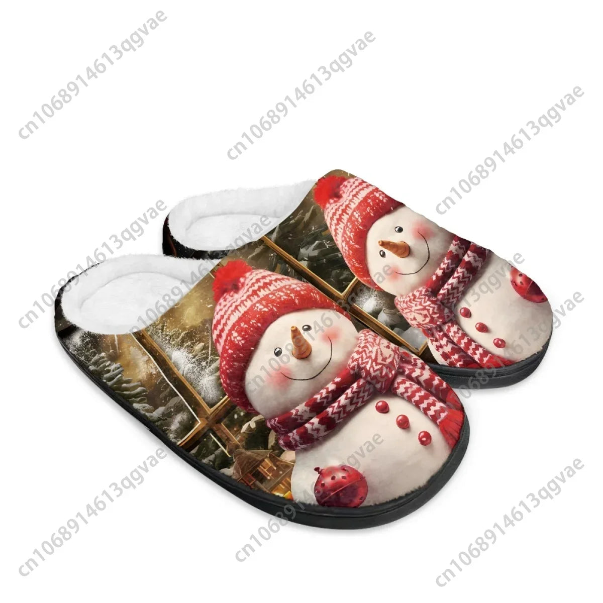 2025 Christmas New Arrival Fluffy Snowman Home Cotton Slippers Mens Womens Teenager Plush Bedroom Keep Warm Custom Slipper