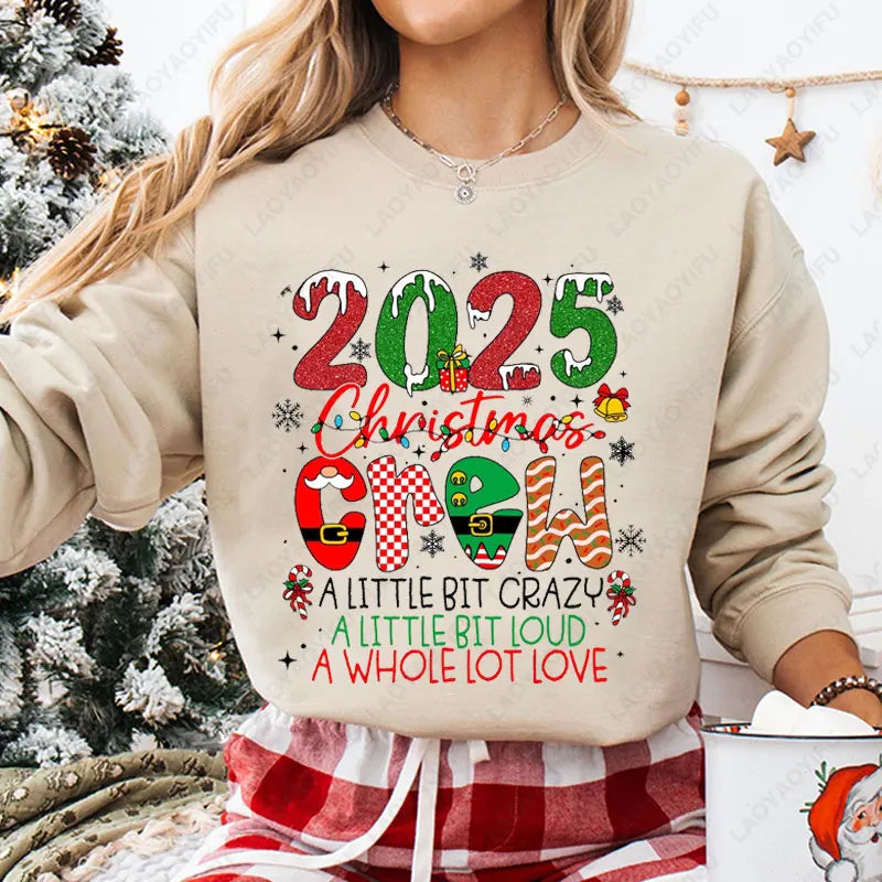 Trend Christmas Crew Pullovers Family Christmas 2025 Print Sweatshirt Fun Matching Holiday Unisex Hoodie Xmas Squad Pajamas Tops