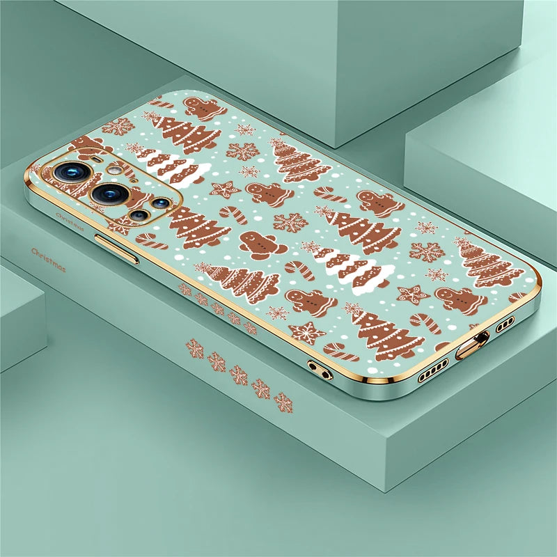 Fashion Plating Phone Case For Oneplus Nord 3 CE 2 Lite N20 5G 9 8T Camera Lens Protection Shockproof Christmas Tree Cover