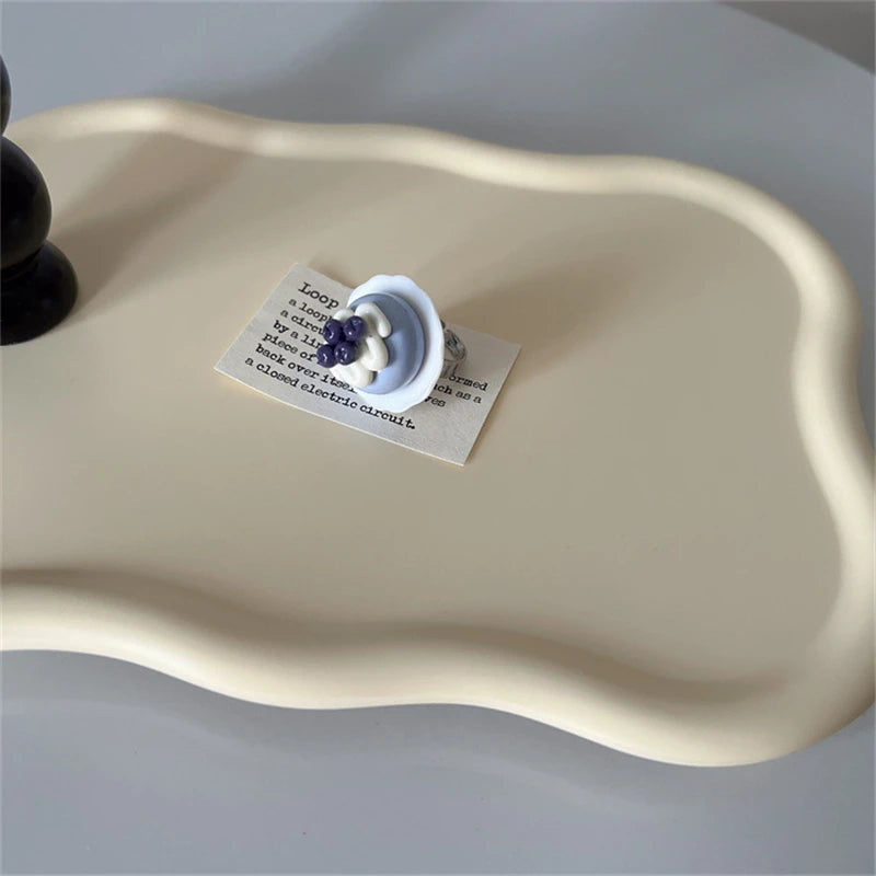 Cute Y2K Cartoon Ice Cream Cherry Fruit Strawberry Cake Chunky Ring Girls Fashion Vintage Aesthetic Charm Jewelry Accessories